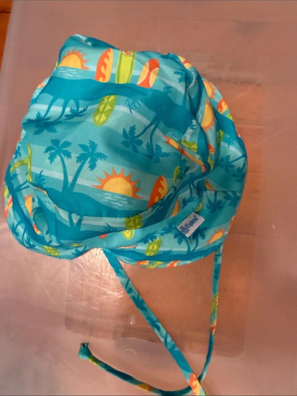 Bucket Hat i play Baby Turquoise Orange Surf Sun beach pool sun protection